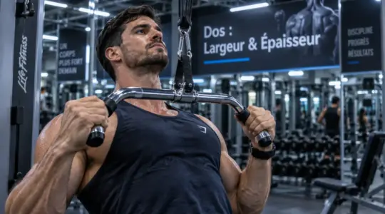 Exercices dos salle de sport : largeur et épaisseur, tirage poulie