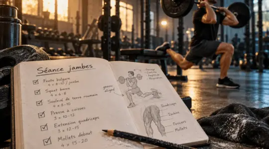 Jambes musculation : fente bulgare en salle, plan 2 séances