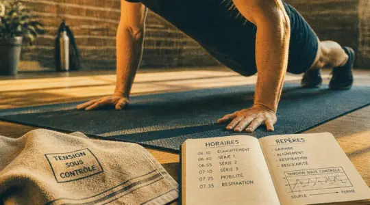 Programme musculation sans matériel : pompes sur tapis pour construire du muscle chez soi