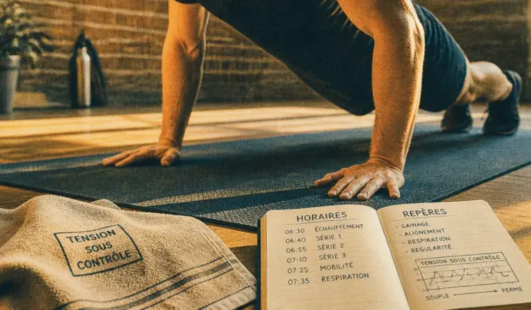Programme musculation sans matériel : pompes sur tapis pour construire du muscle chez soi