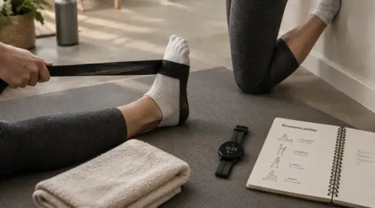 Étirements jambes : étirement ischio-jambiers et quadriceps